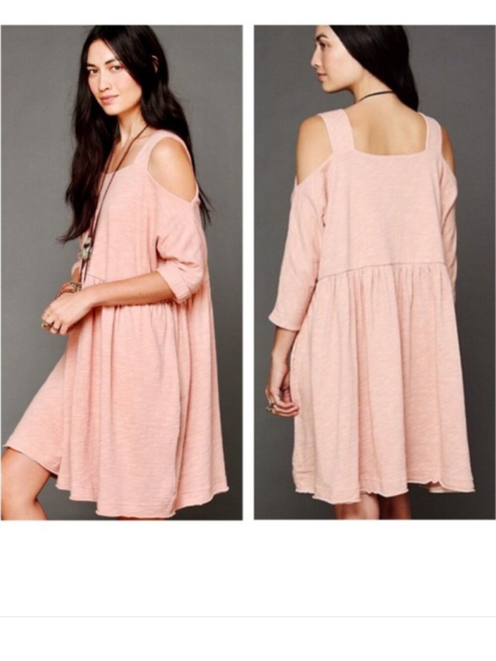 Free People Beach Pink Orange Cold Shoulder Mini Dress